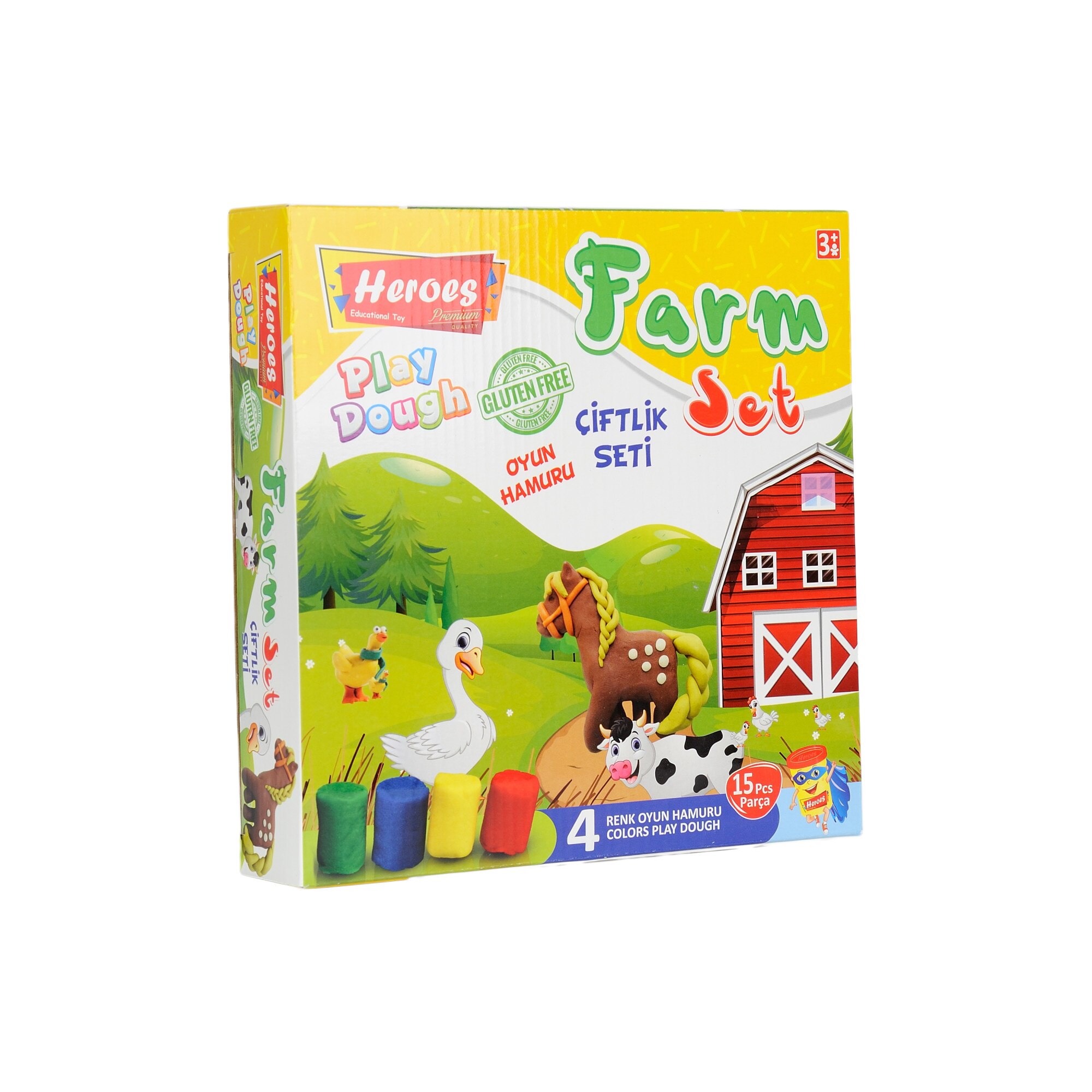 Set mediu ferma Heroes Eren , 15 Piese, Unelte de modelat, Plastilina 4 culori