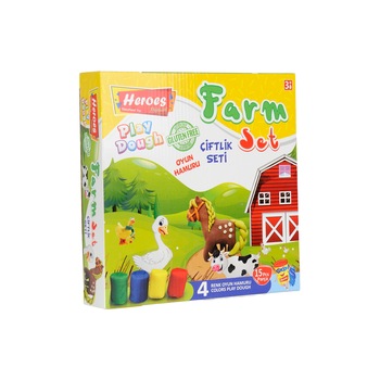 Set mediu ferma Heroes Eren , 15 Piese, Unelte de modelat, Plastilina 4 culori Set mediu ferma Heroes Eren , 15 Piese, Unelte de modelat, Plastilina 4 culori