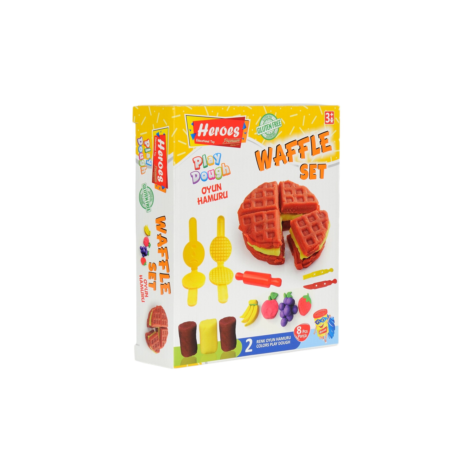 Set mic pentru pregatire gofretta Heroes Eren, 8 Piese, Unelte de modelat, Plastilina 3 culori