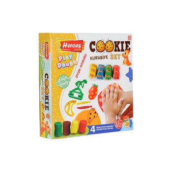 Set biscuiti Heroes Eren, 17 Piese, Unelte de modelat, Plastilina 4 culori Set biscuiti Heroes Eren, 17 Piese, Unelte de modelat, Plastilina 4 culori
