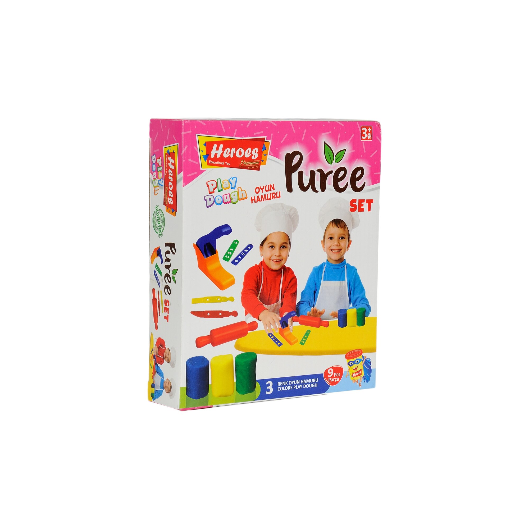 Set mic pentru pregatire piure Heroes Eren, 9 Piese, Unelte de modelat, Plastilina 3 culori