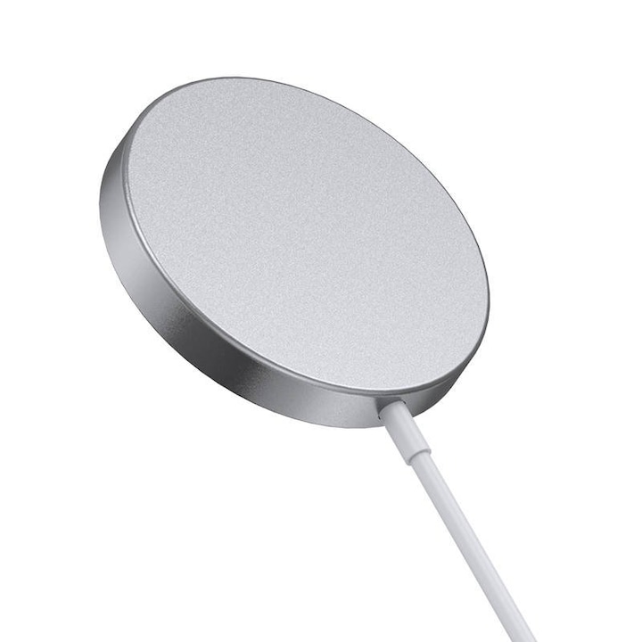 Безжично зарядно устройство Fast Charge 15W за Apple iPhone, MagSafe, 1 m Type C, сребристо