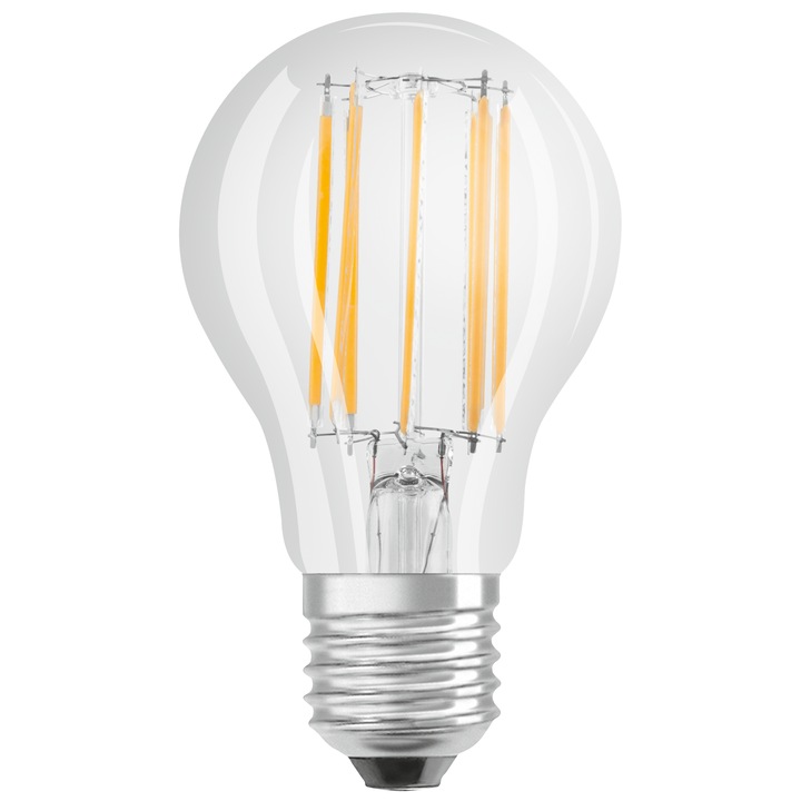 Bec LED Osram Filament, E27, 11W (100W), 1521 lm, lumina neutra (4000K), clasa energetica D
