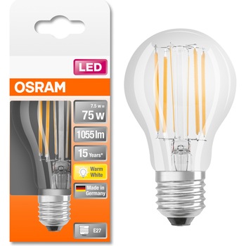 Bec LED Osram Filament, E27, 7.5W (75W), 1055 lm, lumina calda (2700K) Bec LED Osram Filament, E27, 7.5W (75W), 1055 lm, lumina calda (2700K)