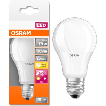 Bec LED Osram LED STAR+, A75, cu senzor de lumina, E27, 10W (75W), 1055 lm, lumina calda (2700K) Bec LED Osram LED STAR+, A75, cu senzor de lumina, E27, 10W (75W), 1055 lm, lumina calda (2700K)