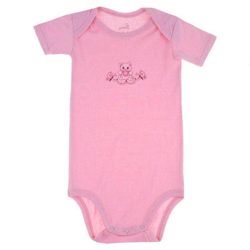 Body cu maneca scurta pentru fete Pifou Model 6MS, Roz, 88-92 cm