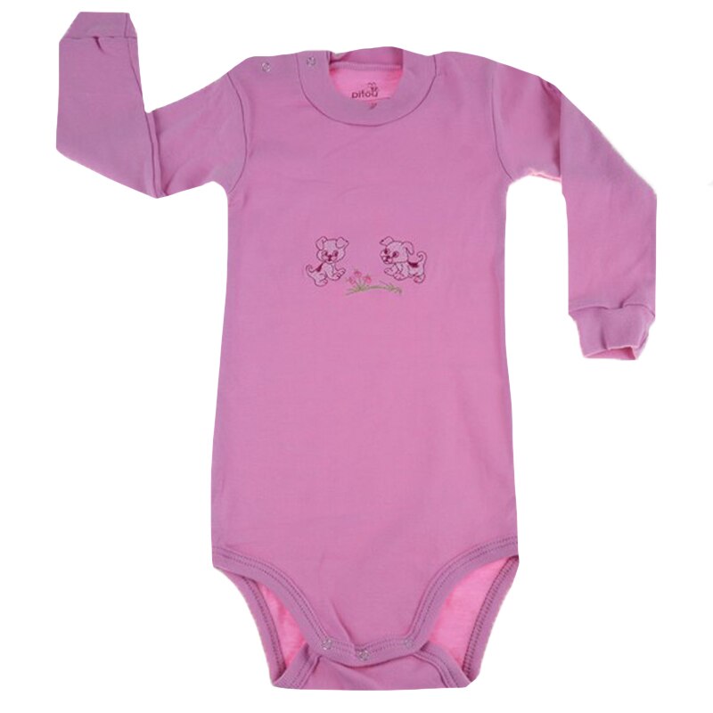 Body cu maneca lunga pentru fete Pifou Model 9 ML9RZ1, Roz, 88-92 cm