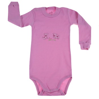 Body cu maneca lunga pentru fete Pifou Model 9 ML9RZ1, Roz, 88-92 cm Body cu maneca lunga pentru fete Pifou Model 9 ML9RZ1, Roz, 88-92 cm