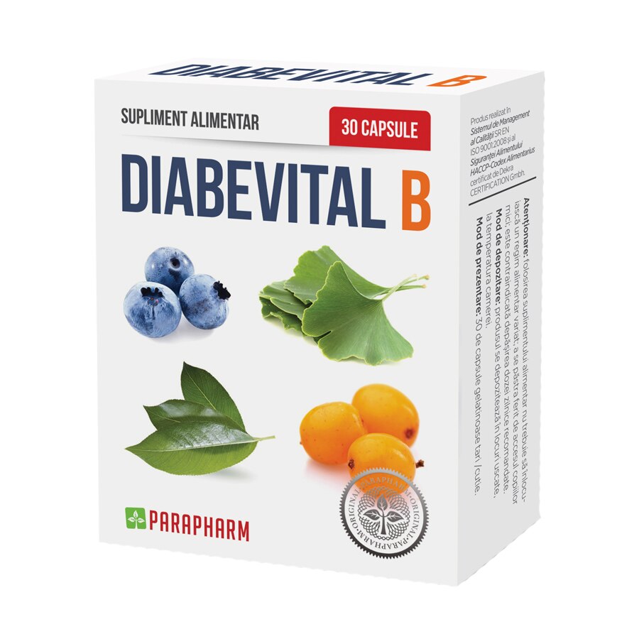 Supliment alimentar Diabevital B, Parapharm, 30 capsule
