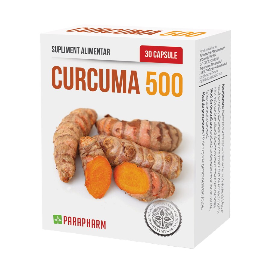Supliment alimentar Curcuma 500, Parapharm, 30 capsule