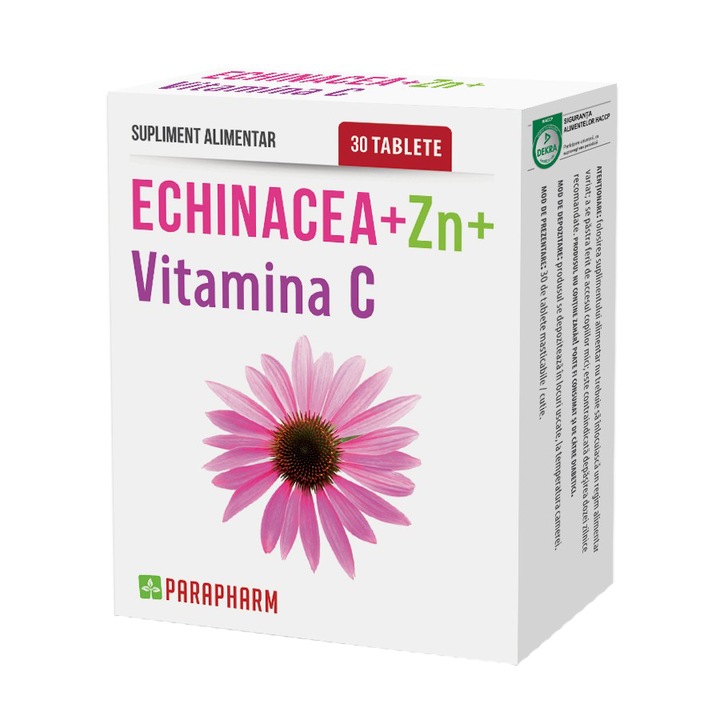 Supliment alimentar Echinacea + Zinc + Vitamina C, Parapharm, 30 capsule