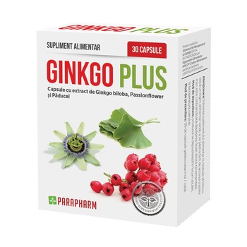 Supliment alimentar Ginkgo Plus, Parapharm, 30 capsule Supliment alimentar Ginkgo Plus, Parapharm, 30 capsule