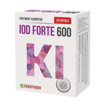 Supliment alimentar Iod Forte 600, Parapharm, 30 capsule Supliment alimentar Iod Forte 600, Parapharm, 30 capsule