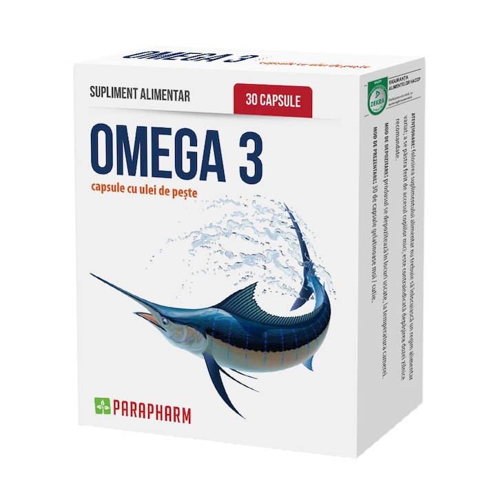 Supliment alimentar Omega 3 cu ulei de peste 1500mg, Parapharm, 30 capsule