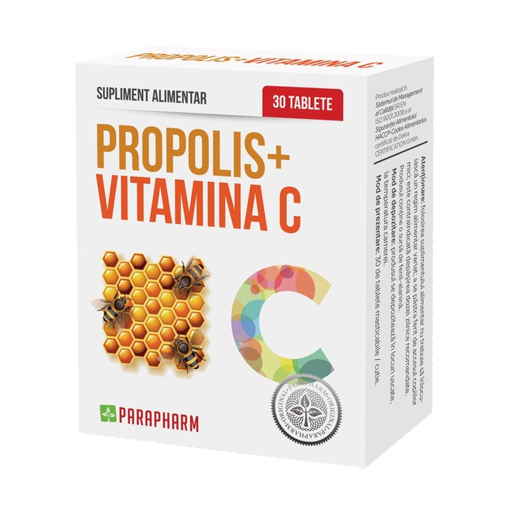 Étrend-kiegészítő Propolisz + C-vitamin, Parapharm, 30 tabletta