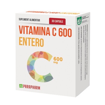 Supliment alimentar Vitamina C Entero 600mg, Parapharm, 30 capsule Supliment alimentar Vitamina C Entero 600mg, Parapharm, 30 capsule