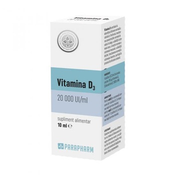 Supliment alimentar Vitamina D3, Parapharm, 10 ml Supliment alimentar Vitamina D3, Parapharm, 10 ml