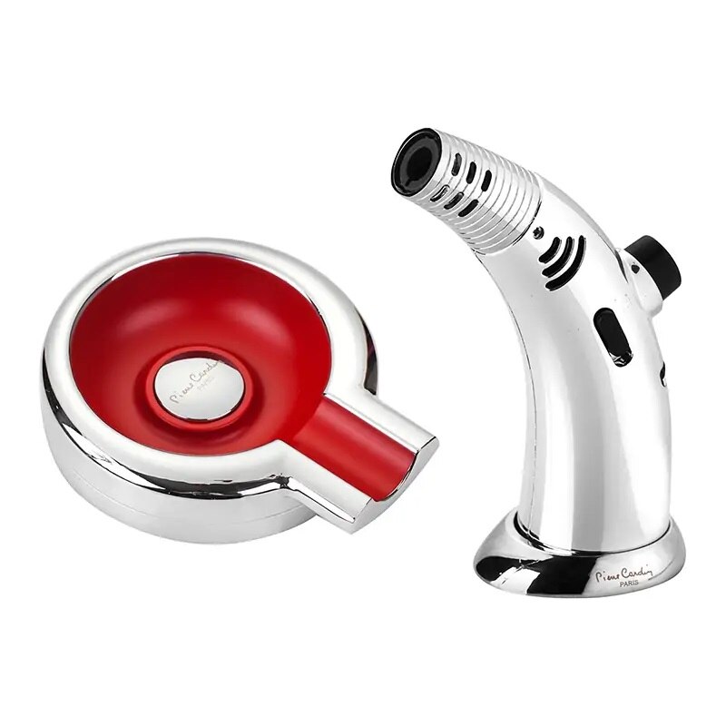 Set de scrumiera si bricheta, Pierre Cardin, PCX-011, metal, Argintiu