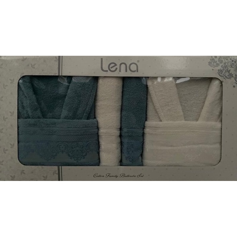 Set Lena 2 halate + 4 prosoape, verde + alb