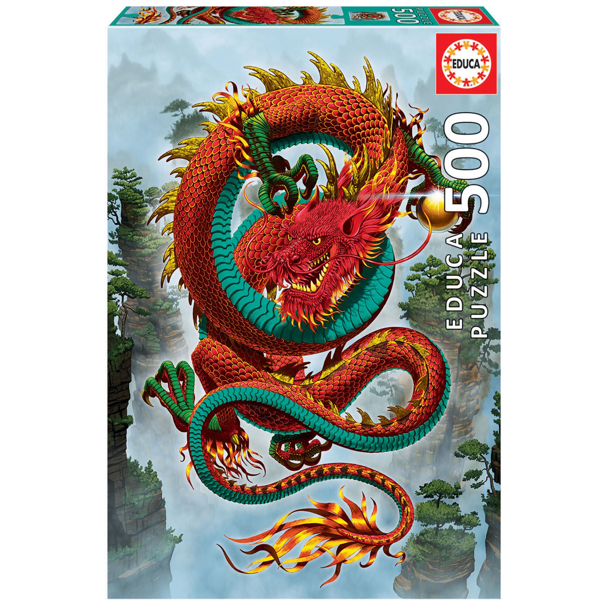 Puzzle 500 piese - Good Fortune Dragon, Carton
