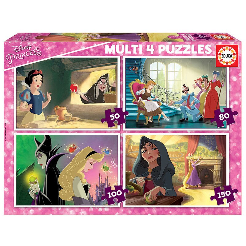 Puzzle 4in1 - Disney Villains, Carton