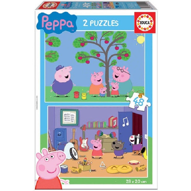 Set 2 puzzle-uri de 48 de piese - Peppa Pig, Carton