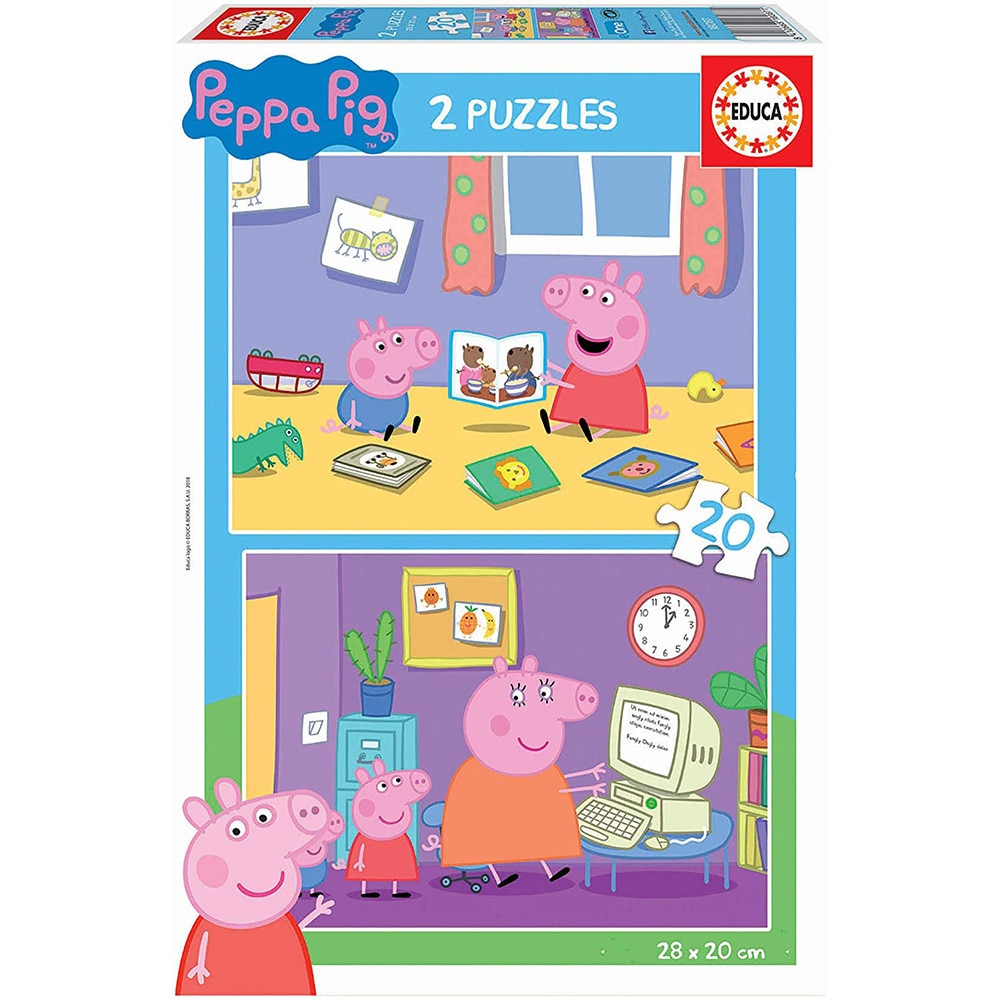 Set 2 puzzle-uri de 20 de piese - Peppa Pig, Carton