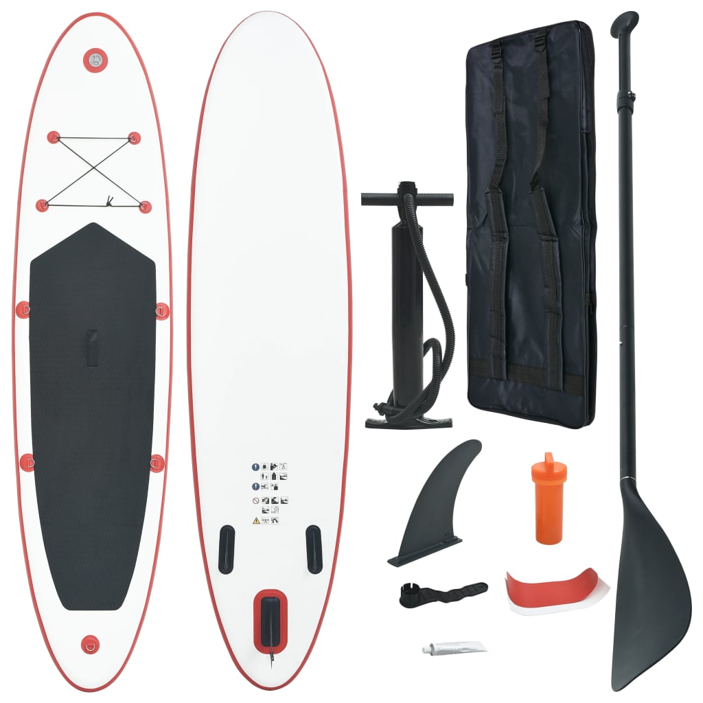 Placa SUP pentru paddeling, vidaXL, PVC, 300 x 70 x 10 cm, Rosu/Alb