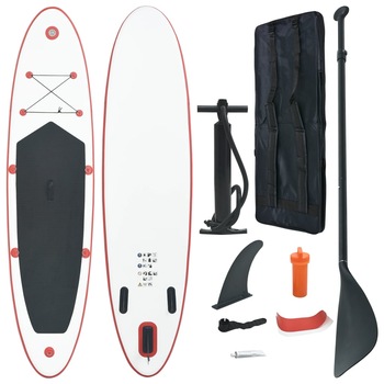 Placa stand up paddle SUP, vidaXL, PVC/EVA, 330 x 72 x 10 cm, 100 kg, Rosu/Alb Placa stand up paddle SUP, vidaXL, PVC/EVA, 330 x 72 x 10 cm, 100 kg, Rosu/Alb