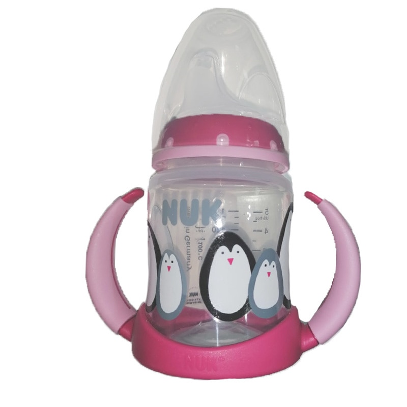 Biberon cu cioc si manere 150 ml Nuk First Choice 215325R, Roz 6-18 luni