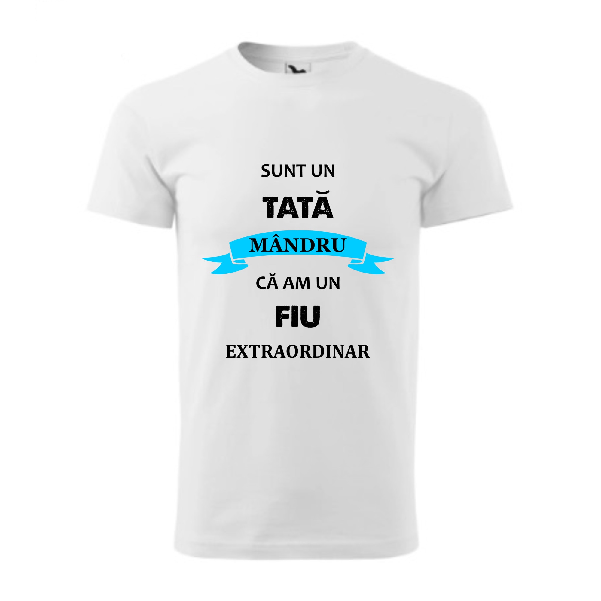 Tricou basic barbati personalizat, Adler, bumbac, alb M Tata mandru de fiu extraordinar