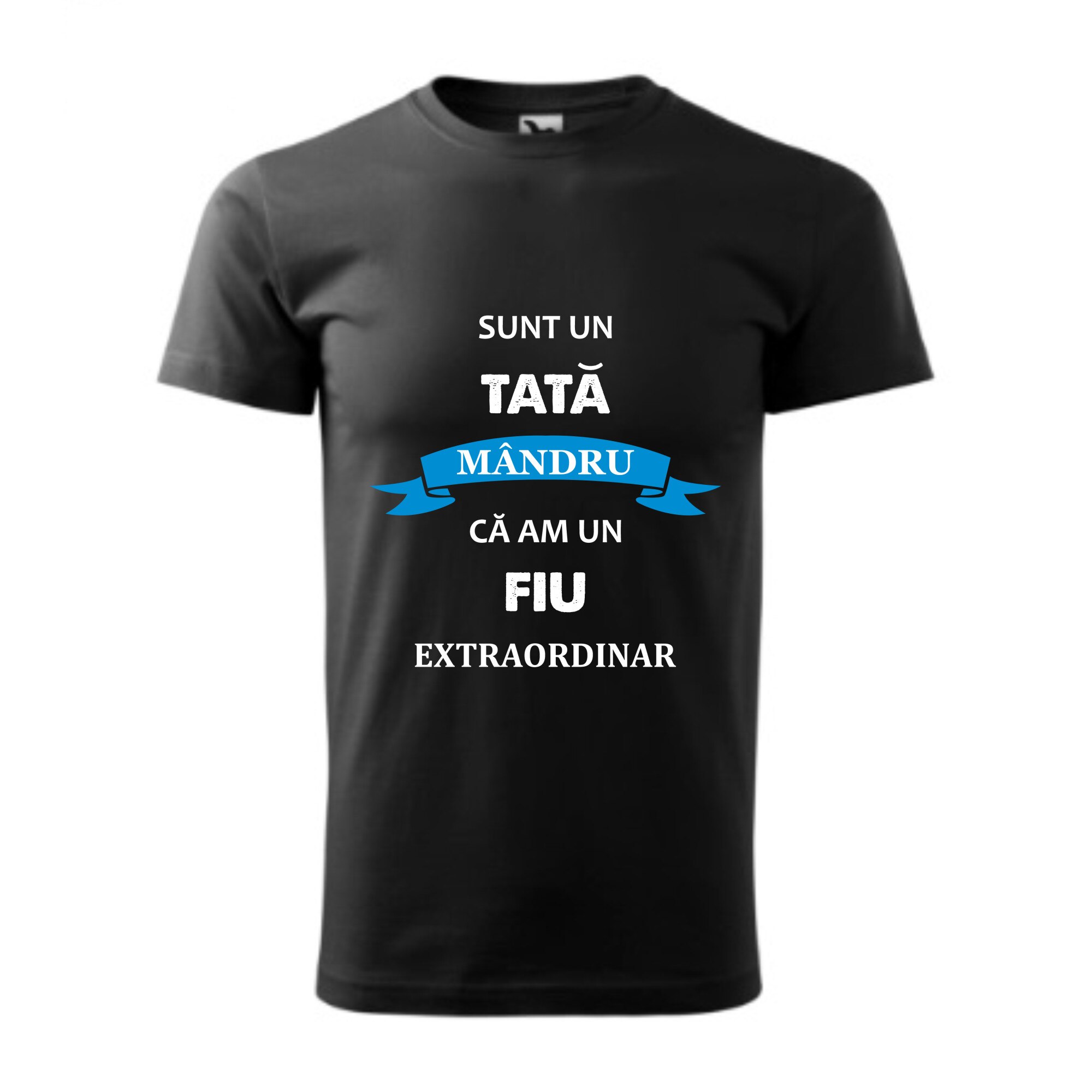 Tricou basic barbati personalizat, Adler, bumbac, negru L Tata mandru de fiu extraordinar