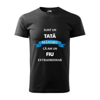 Tricou basic barbati personalizat, Adler, bumbac, negru M Tata mandru de fiu extraordinar