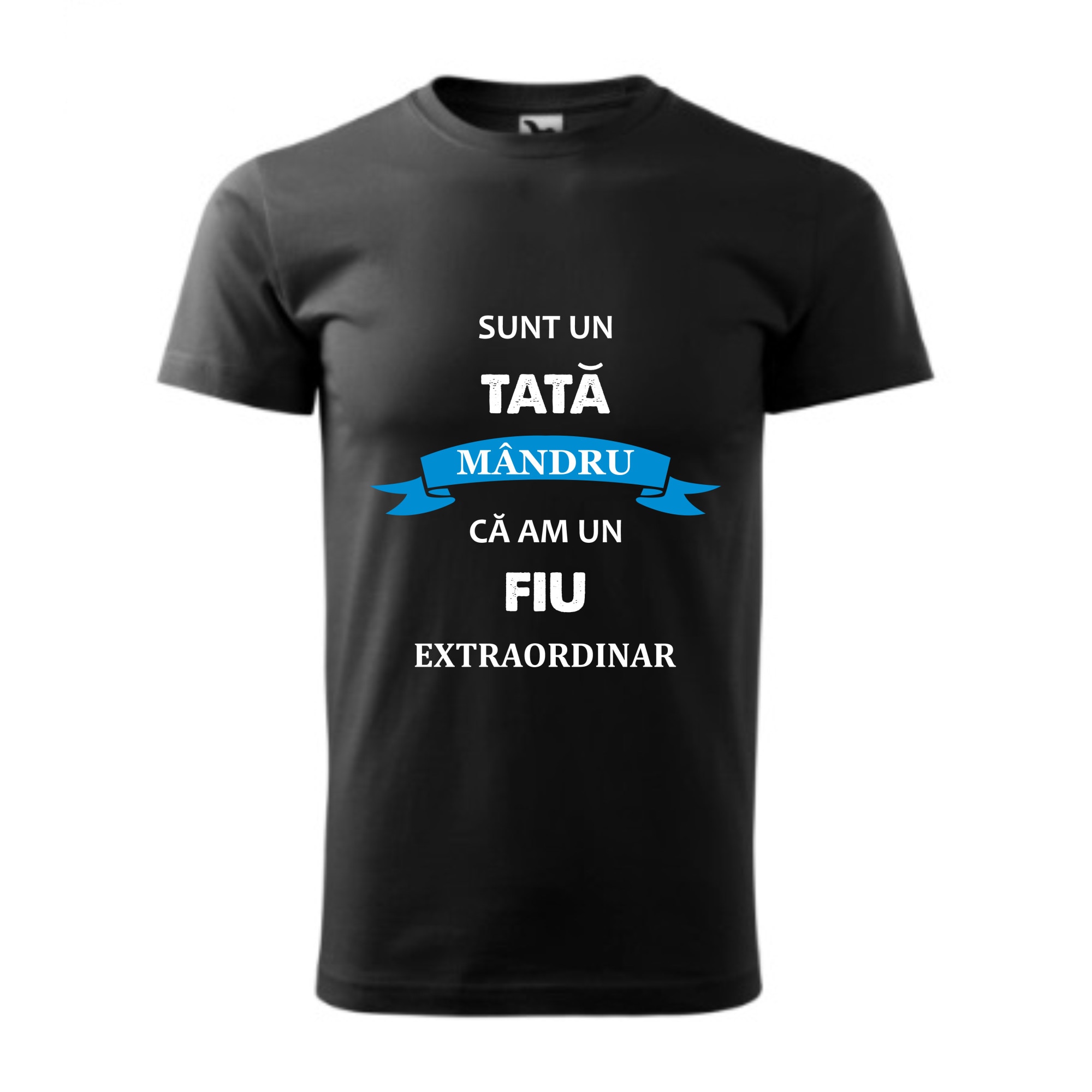 Tricou basic barbati personalizat, Adler, bumbac, negru XL Tata mandru de fiu extraordinar
