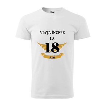 Tricou basic barbati personalizat, Adler, bumbac, alb M Viata incepe la 18 ani Tricou basic barbati personalizat, Adler, bumbac, alb M Viata incepe la 18 ani