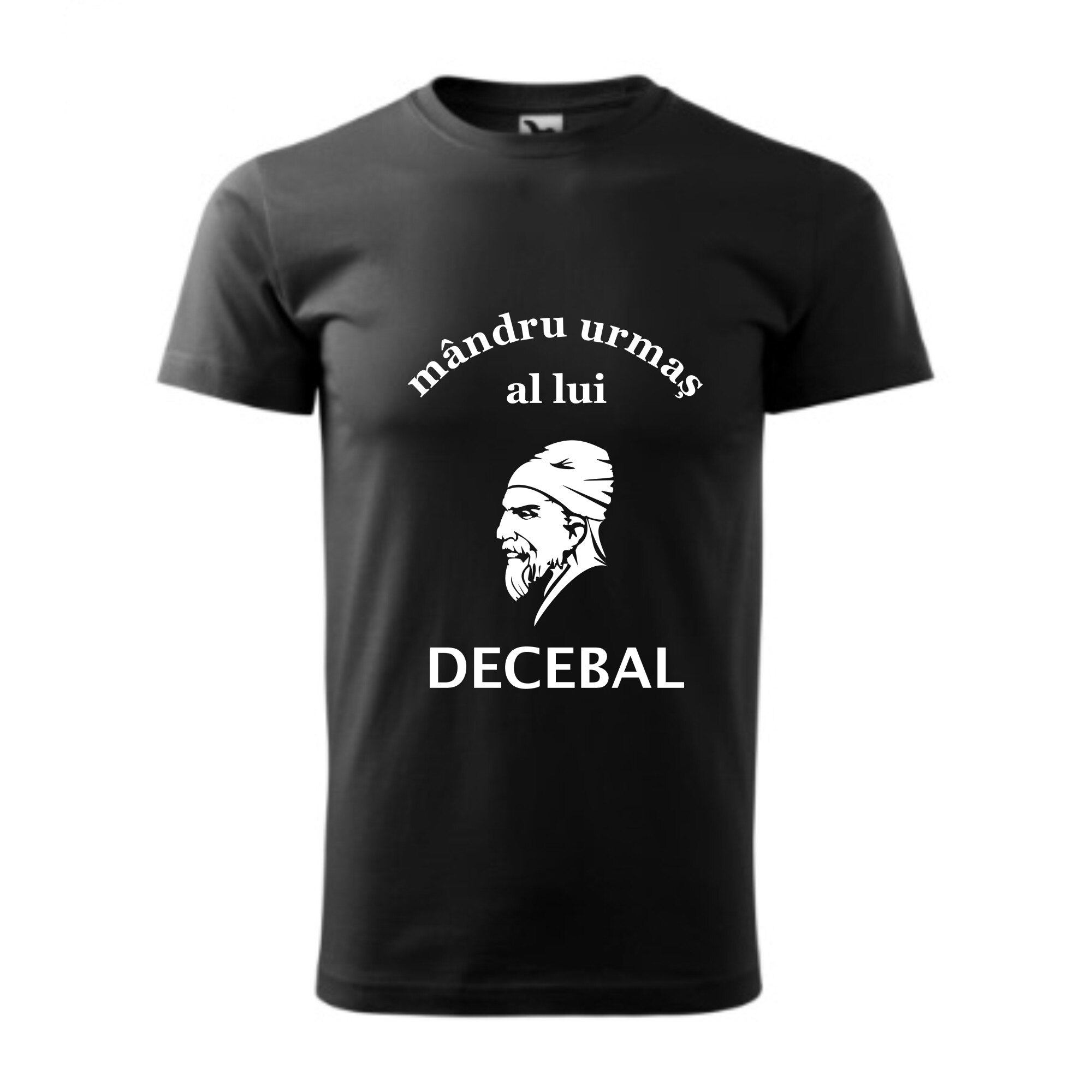 Tricou basic barbati personalizat, Adler, bumbac, negru L Mandru urmas a lui Decebal