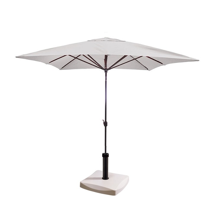 Umbrela soare patrata 300x300cm alba cu suport patrat 25kg culoare alba