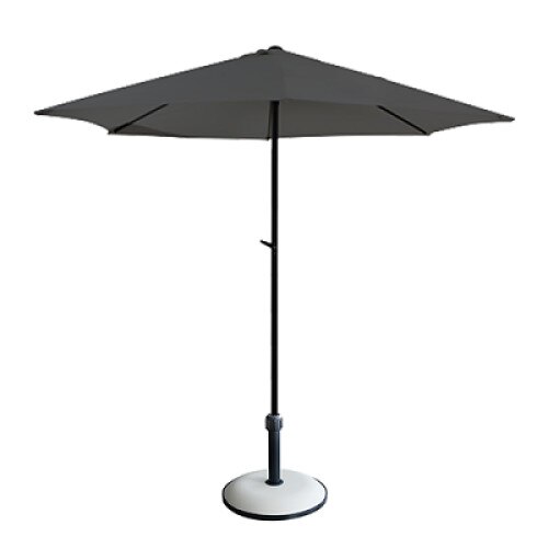 Umbrela soare gri cu mecanizm rabatare 300cm si baza rotunda 25kg culoare alba