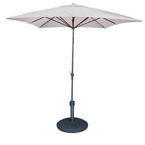 Umbrela soare patrata 300x300cm alba cu suport rotund 25kg neagra