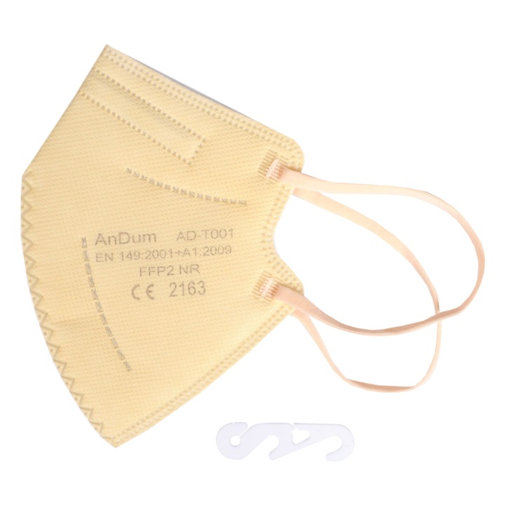 Masca FFP2 Crem, pentru copii, 5 straturi, Conforma cu CE 2163, ambalata individual