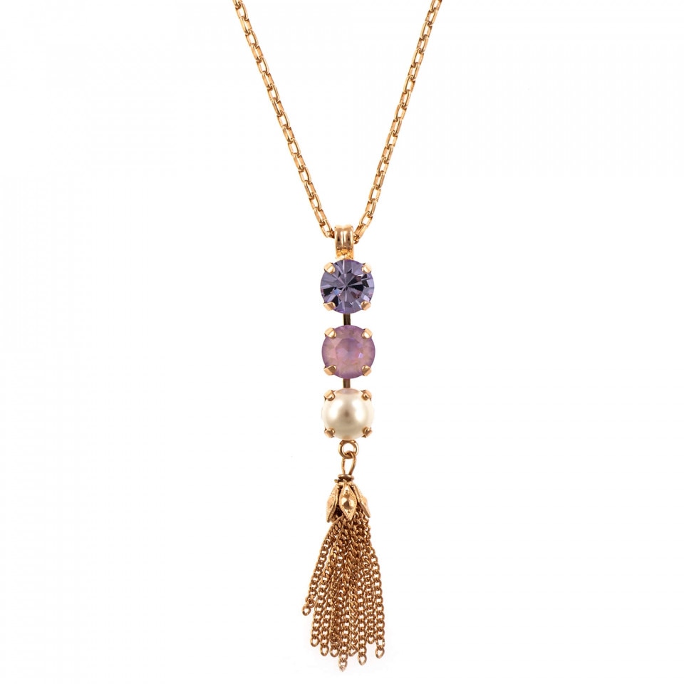 Pandantiv cu lant placat cu Aur roz de 24K, Cristale Swarovski, Romance by Roxannes - Mariana Jewellery, Multicolor 5252/1-139-10RG