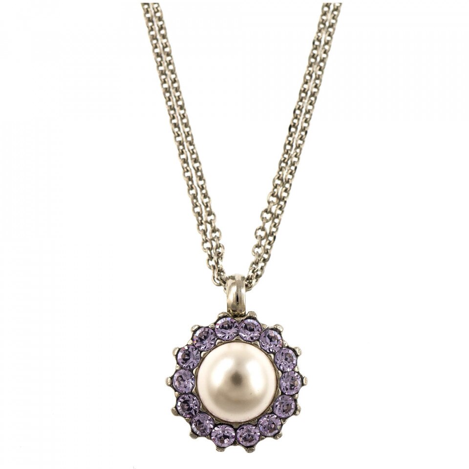 Pandantiv cu lant placat cu rodiu, Cristale Swarovski, Romance by Roxannes - Mariana Jewellery, Multicolor 5034/1-139-10RO