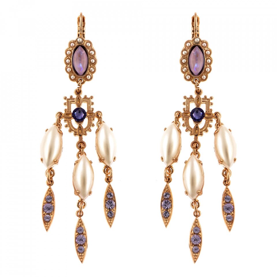 Cercei placati cu Aur roz de 24K, Cristal1420/2-139-10RG61105-139-10RG6