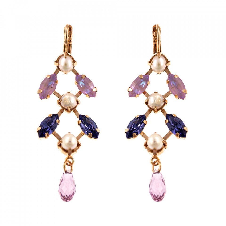 Cercei placati cu Aur roz de 24K, Cristale Swarovski, Romance by Roxannes - Mariana Jewellery, Multicolor 1105-139-10RG6