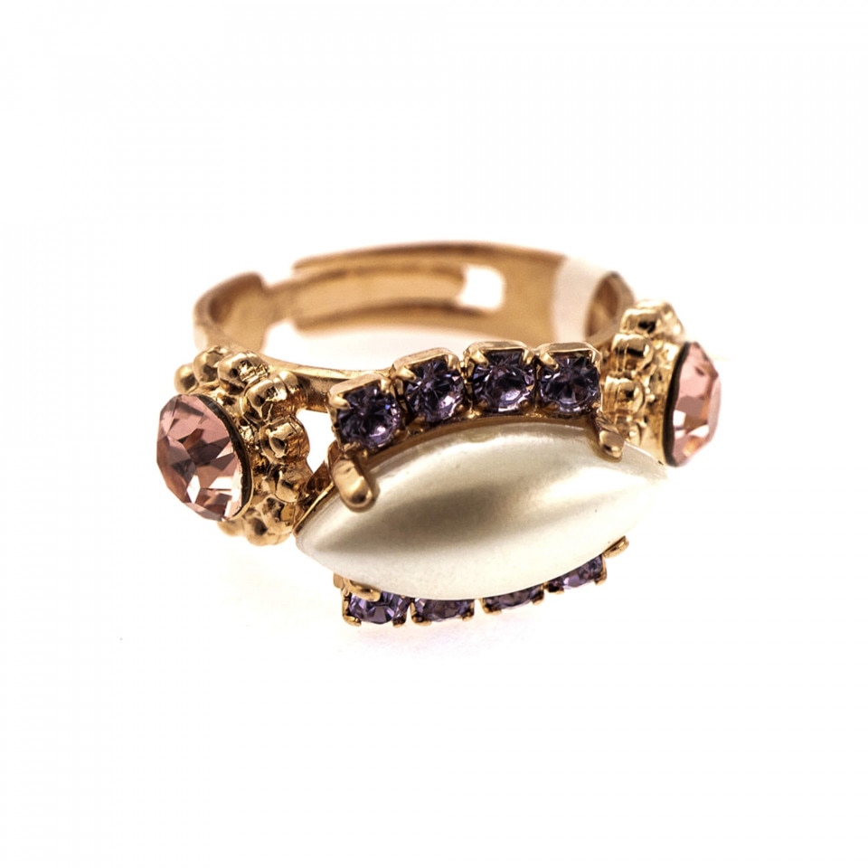 Inel placat cu Aur roz de 24K, Cristale Swarovski, Romance by Roxannes - Mariana Jewellery, Multicolor 7516-139-10RG