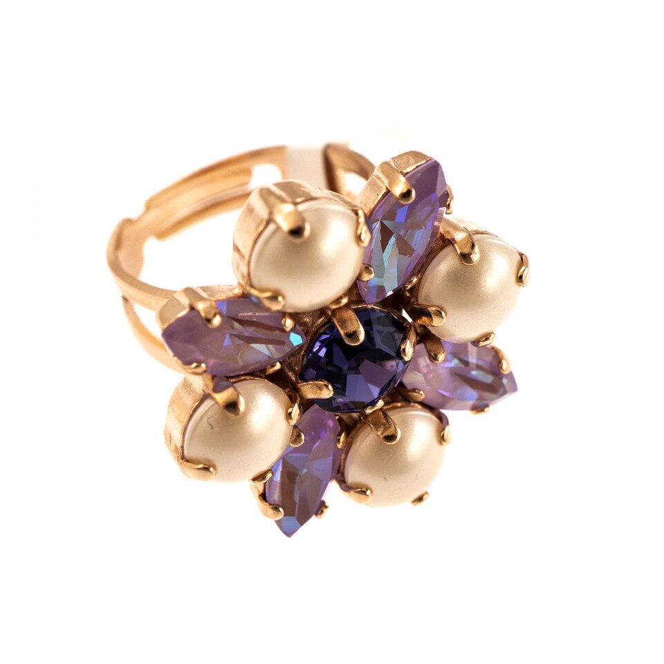 Inel placat cu Aur roz de 24K, Cristale Swarovski, Romance by Roxannes - Mariana Jewellery, Multicolor 7435/4-139-10RG