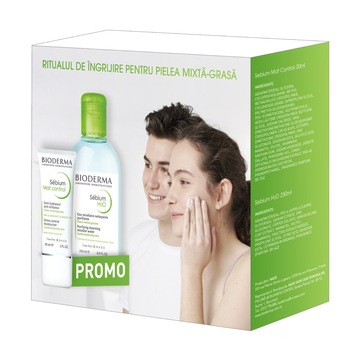 Pachet Fluid hidratant matifiant Bioderma Sebium Mat Control pentru ten mixt si gras, 30 ml+ Sebium H2O 250ml PROMO Pachet Fluid hidratant matifiant Bioderma Sebium Mat Control pentru ten mixt si gras, 30 ml+ Sebium H2O 250ml PROMO