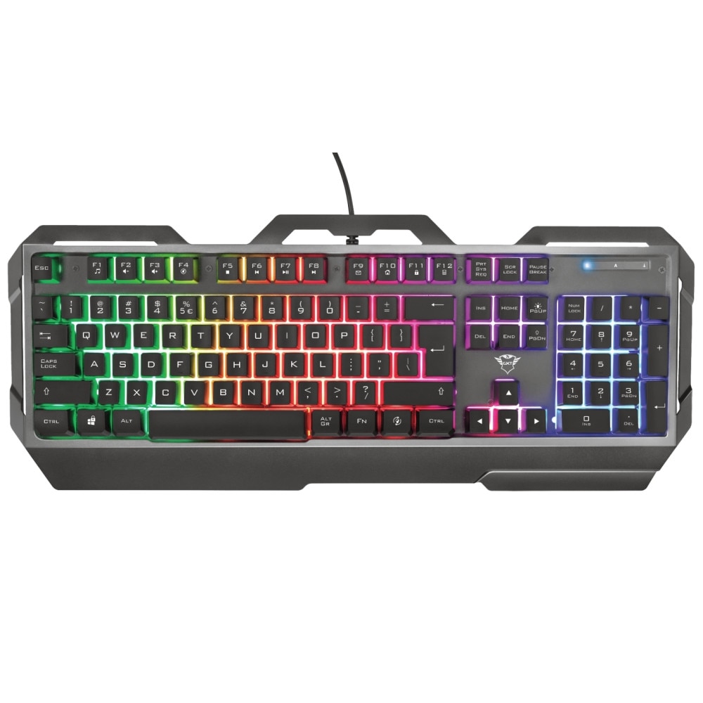 Tastatura gaming Trust, USB, Iluminare RGB, 457 x 170 x 42 mm, Negru