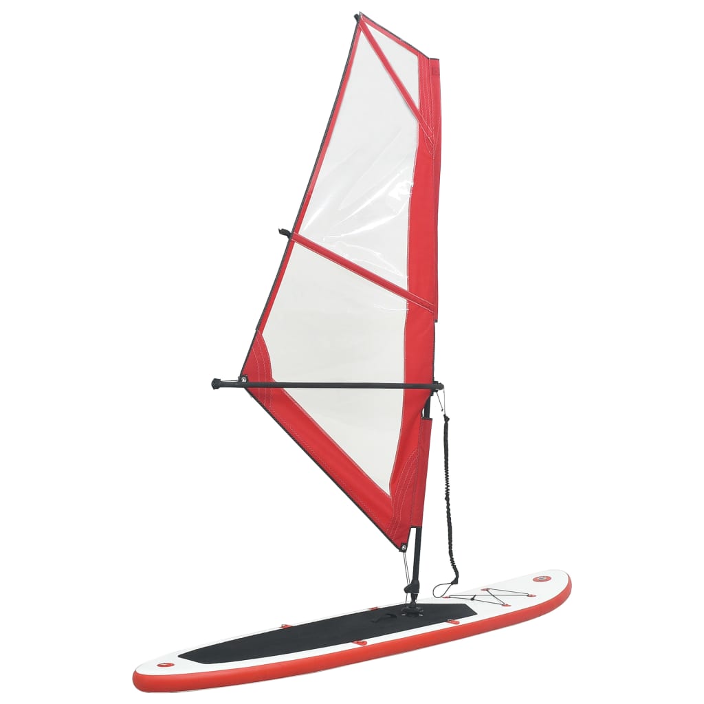 Set placa SUP cu vela, vidaXL, PVC, 330 x 72 x 10 cm, Rosu/Alb