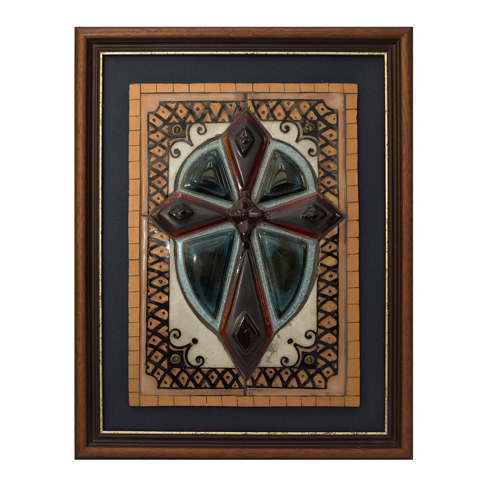 Tablou mozaic - Crucifix 43 x 33.5 cm, sticla fuzionata si mozaic